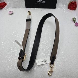 Coach Reversible Adjustable Leather Replacement Bag Strap Black Dark Stone Gold